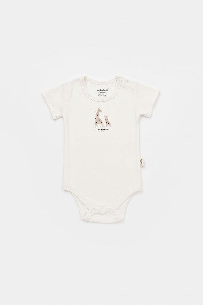 Set 2 body-uri bebe unisex Girafa, Baby Cosy, 100% bumbac organic