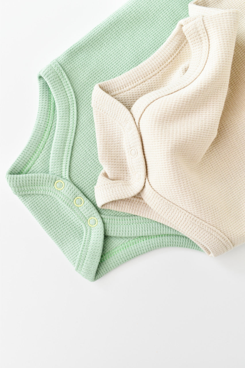 Set 2 body-uri fara maneci bebe unisex -100% bumbac organic - Mint/Stone, Baby Cosy