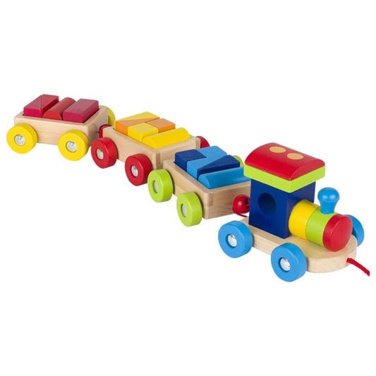 Set 2 in 1 - Jucarie de tras cu cuburi Trenuletul Orlando, 14 piese