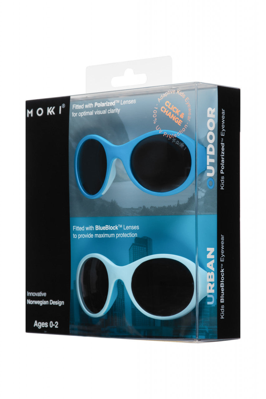 Set 2 ochelari copii Click & Change, bleu, 0-2 ani, Mokki