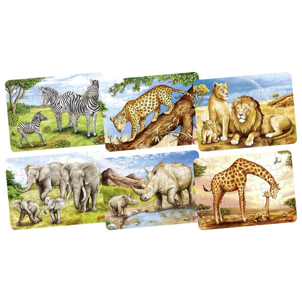Mini-puzzle - animale din Africa - 6 modele