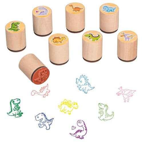 Set 8 stampile de lemn cu tematica Dinozauri