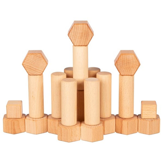 Set constructie piese forme geometrice din lemn de alun - Goki Nature