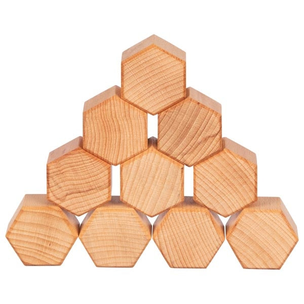Set constructie piese forme geometrice din lemn de alun - Goki Nature