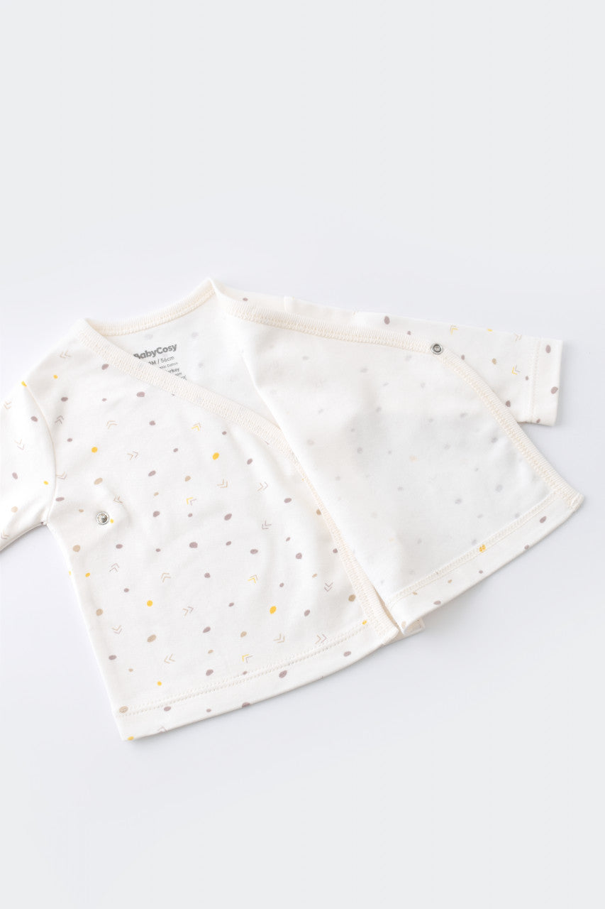 Set de 5 piese pentru nou nascut - 100% bumbac organic - Ecru cu buline, Baby Cosy