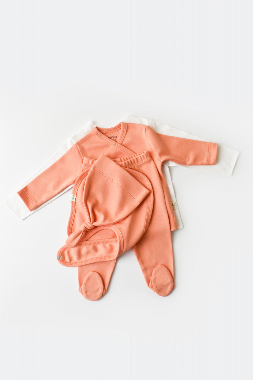 Set de 5 piese pentru nou nascut - 100% bumbac organic - Roz Piersica, Baby Cosy