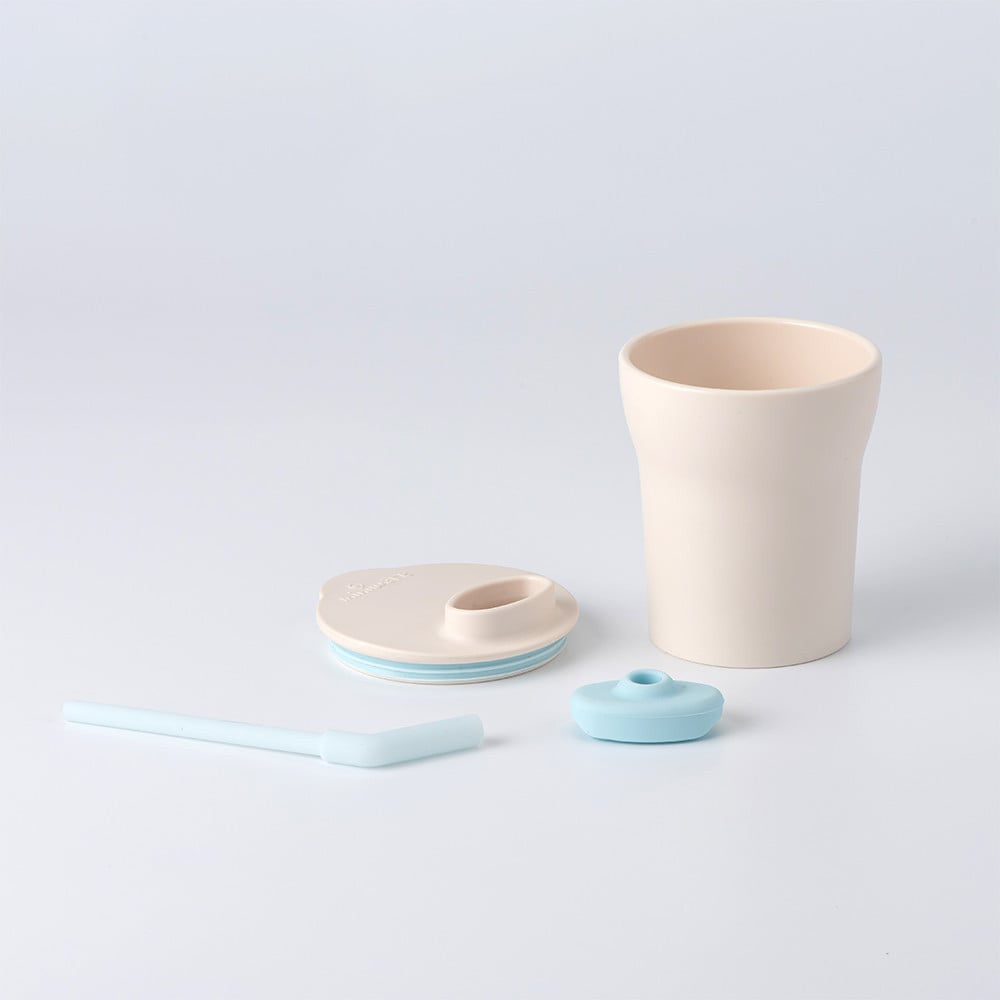 Set diversificare hrana bebelusi Miniware Little Foodie, 100% din materiale naturale biodegradabile, 6 piese, Vanilla Aqua