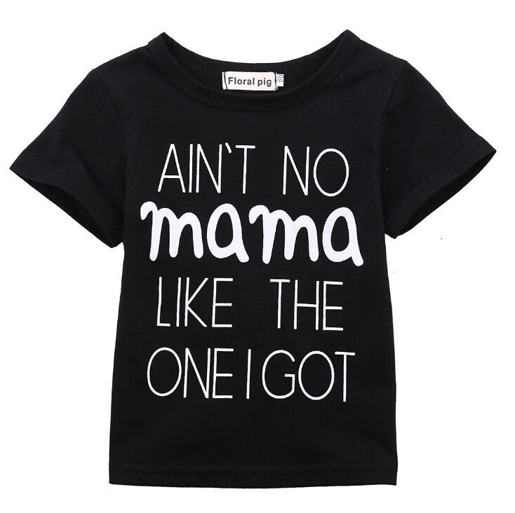 Tricou copii negru "Ain't No Mama"