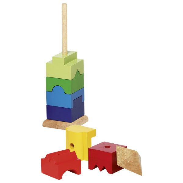 Turn multicolor de stivuire cu piese din lemn unice